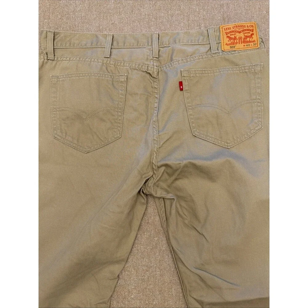 Levi’s 559 Relaxed Straight Mens Khaki Denim Pants Sz 40x32 100% Cotton